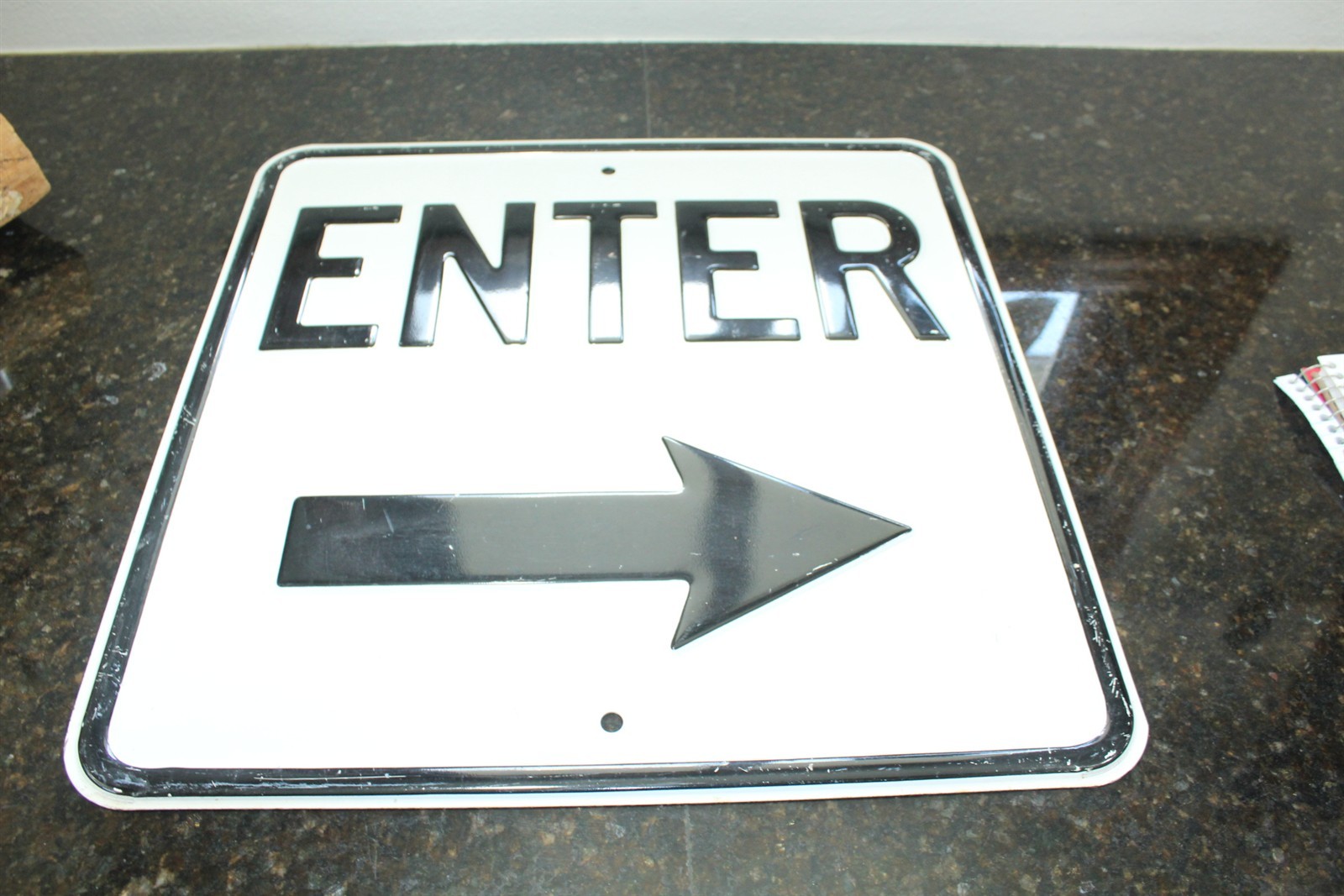 Vintage Enter Sign Porcelain Enameled 17-3/4\