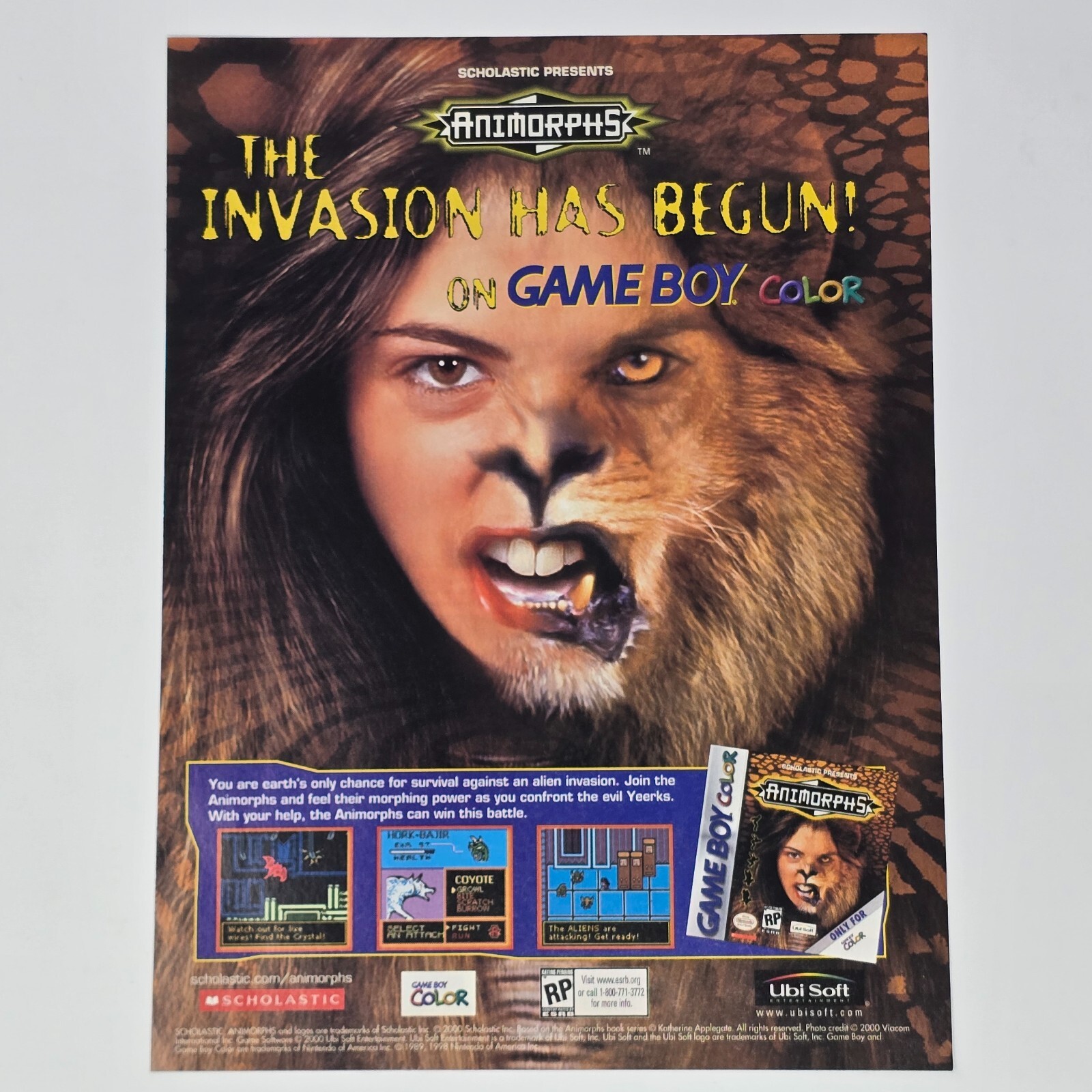 Animorphs Nintendo GameBoy Color PC Invasion Print Ad/Poster Official Promo Art