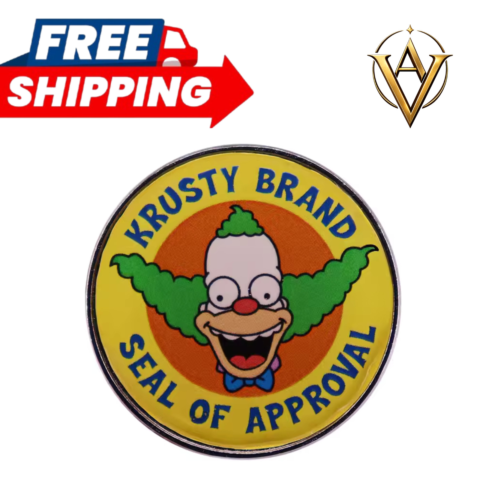 Krusty the Clown Enamel Pin Vintage Simpsons Inspired Brooch Badge 