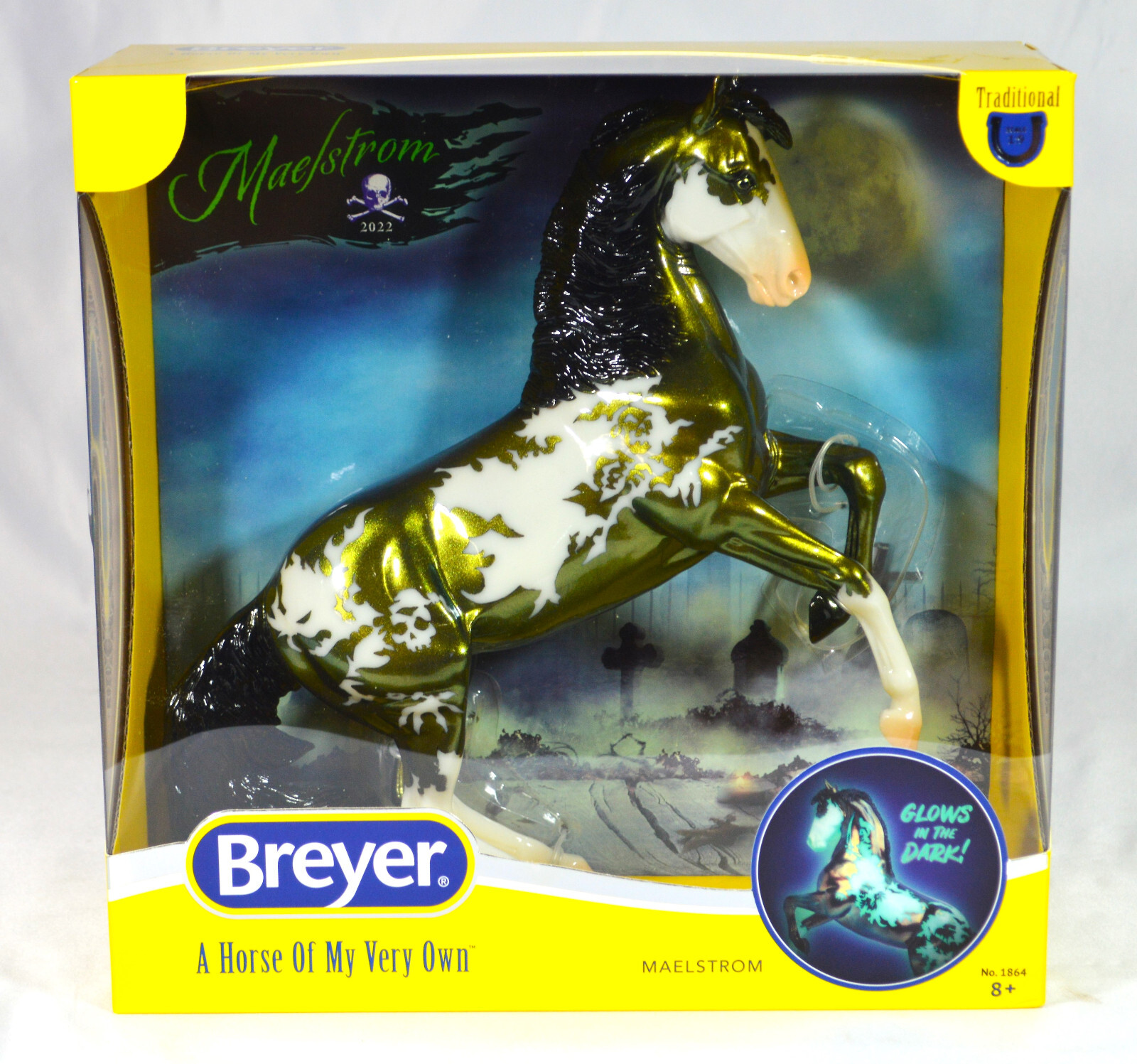 BREYER MAELSTROM HALLOWEEN MODEL HORSE PIRATE PINTO GLOW IN THE DARK, LE 1864, 2