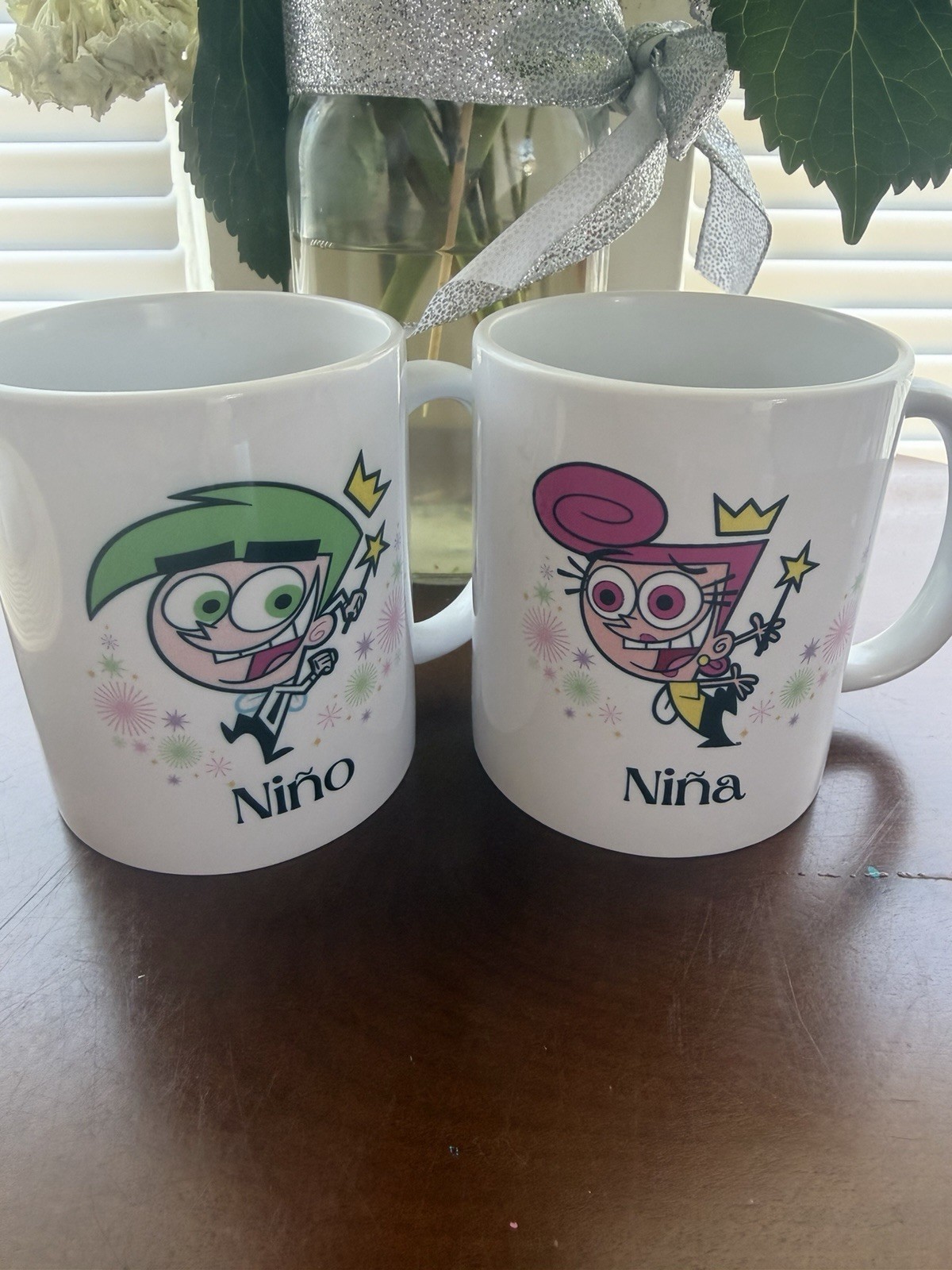 The Fairly OddParents Cosmo & Wanda Ceramic Mug Set of 2, Printed White