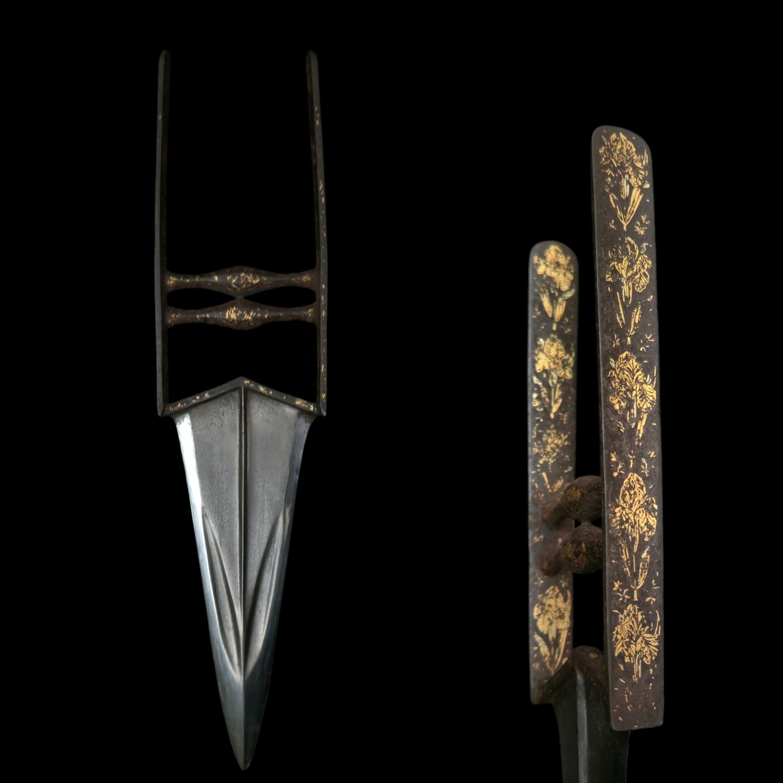 Rare Indian Deccan Irani Wootz Decan Katar Dagger With Gold Damascened 18 C