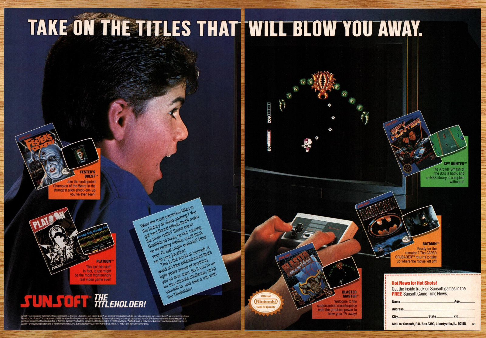 Nintendo Blaster Master Spy Hunter Batman - 2 Page Video Game Print Ad 1990