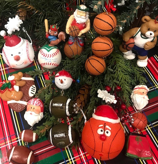 VINTAGE Y2K SPORTS THEME CHRISTMAS HOLIDAY ORNAMENTS- 10 PIECE BUNDLE
