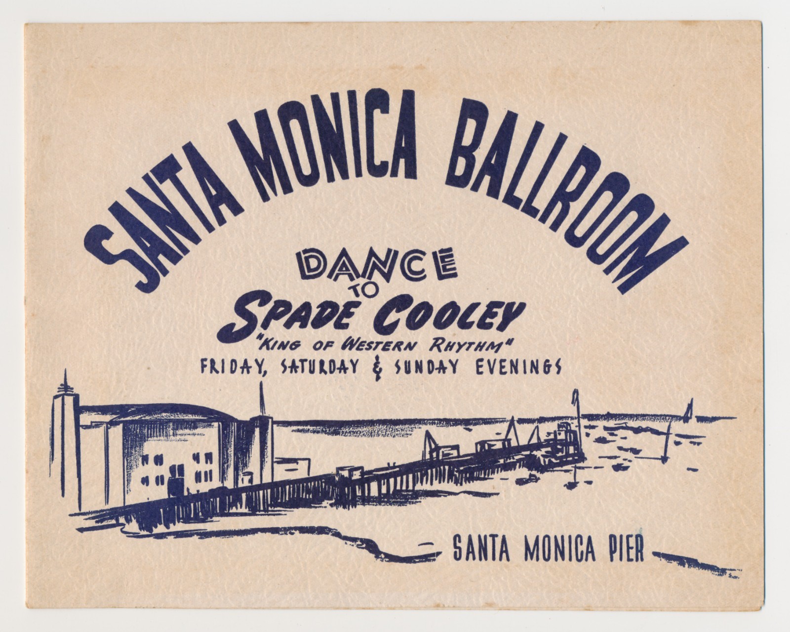 1947 Santa Monica Ballroom Pier CA Dance to Spade Cooley Souvenir Photo Folder