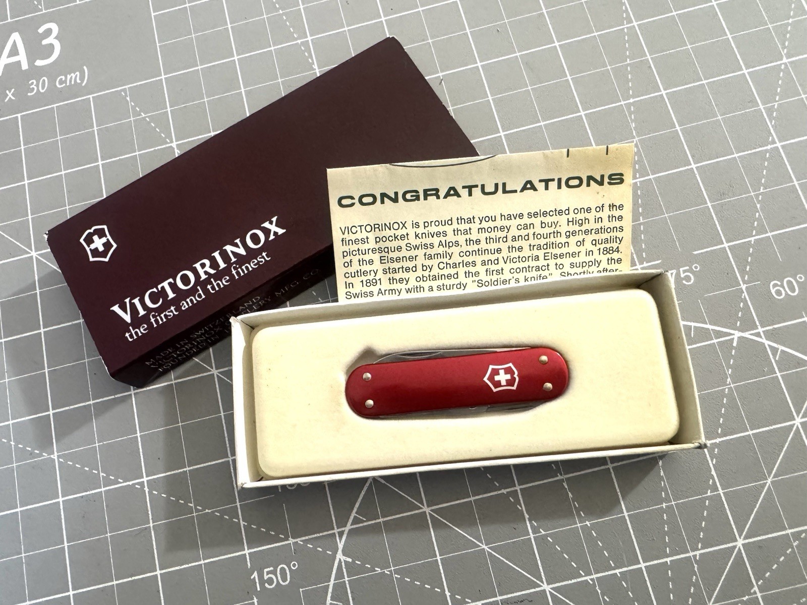 Vintage 80s VICTORINOX Original no keyring Companion 58mm Red Alox Handle NIB