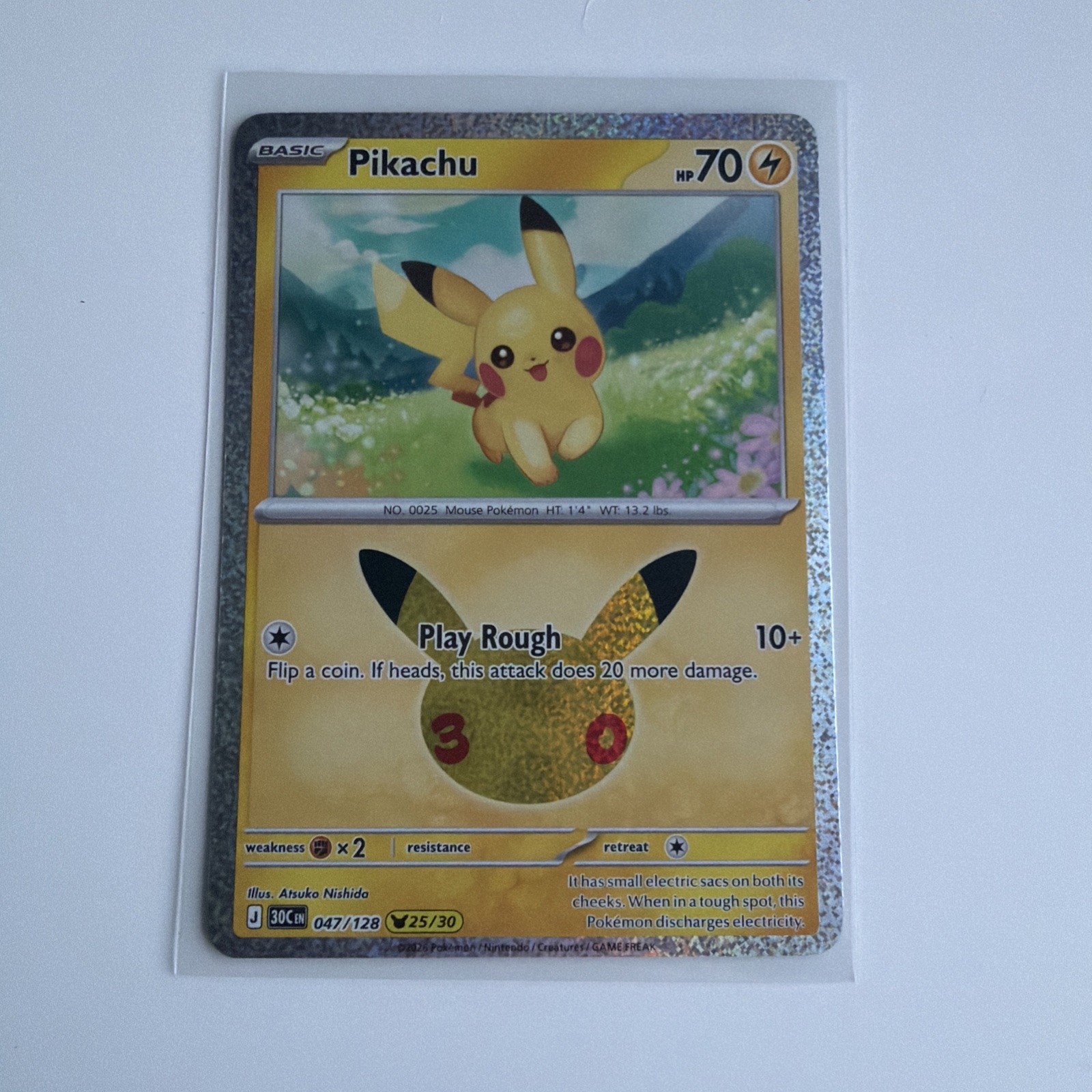 Pokemon 30th Anniversary Pikachu 047/128 (025/30) Holo
