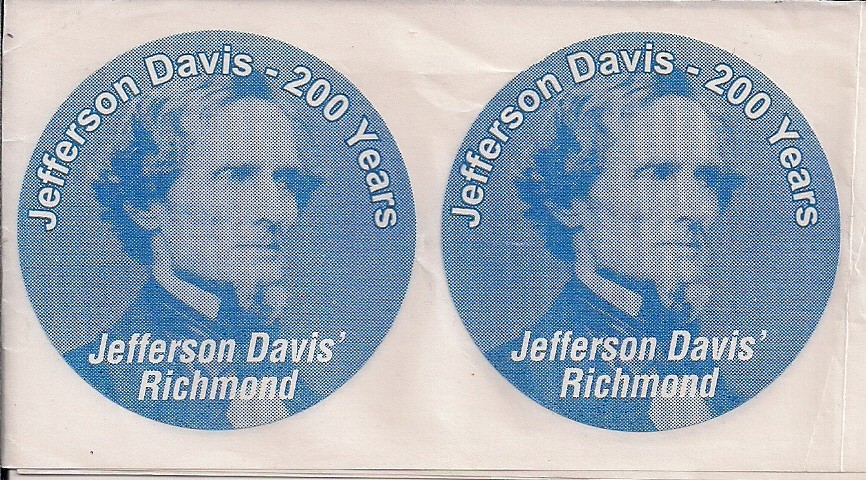 Civil War Museum Stickers, Confederate Leader Jefferson Davis, Richmond VA 2008