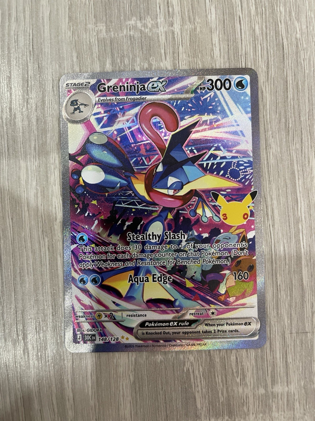 Pokemon TCG Greninja EX 148/128 SIR 30th Anniversary Special Illustration Mint