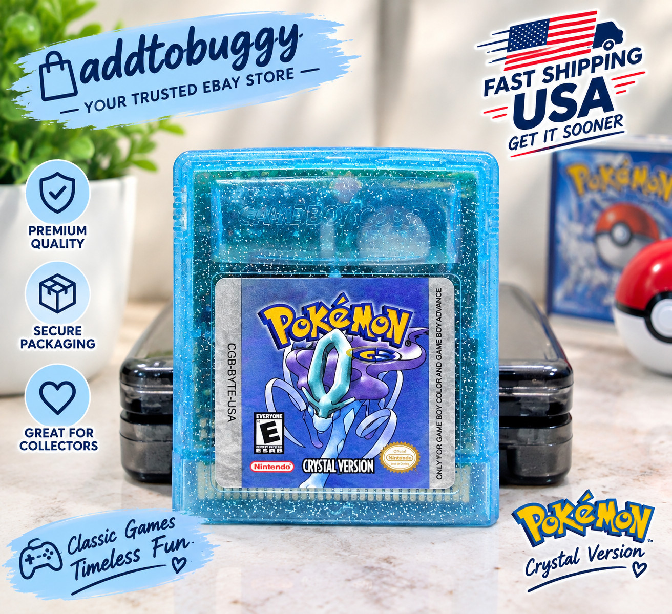 Pokemon Crystal Version - Nintendo Gameboy Color - Fast Shipping