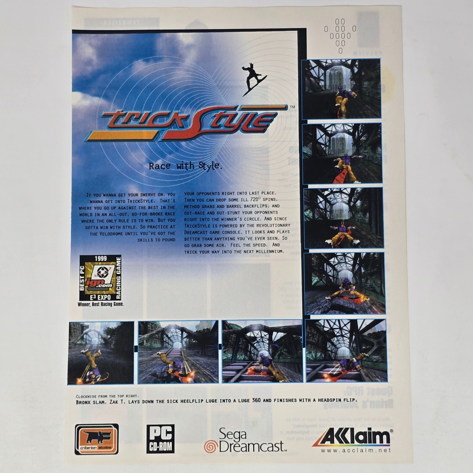 TrickStyle Sega Dreamcast PC Race with Style Print Ad/Poster Promo Art