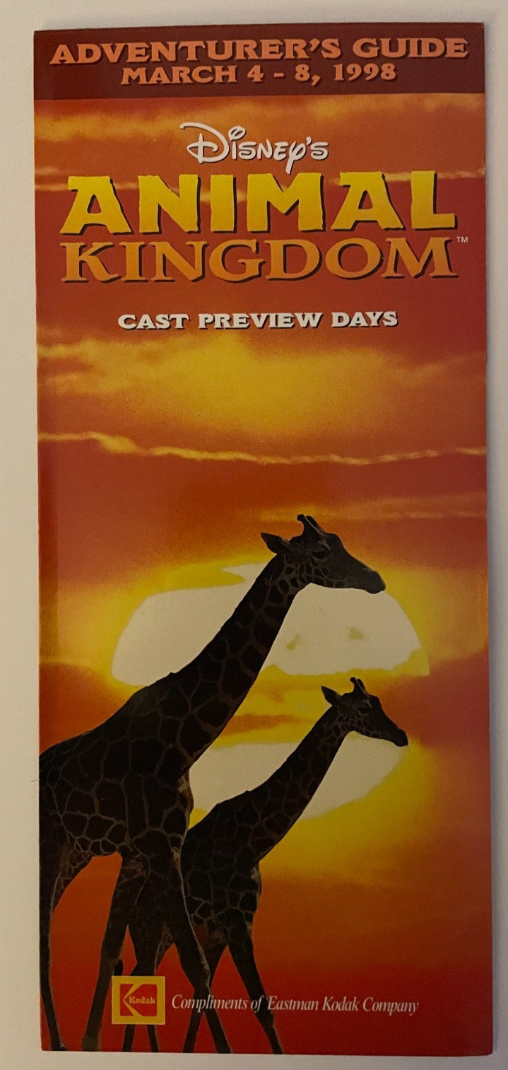 Disney's Animal Kingdom Cast Preview Days Adventurer's Guide - March 1998