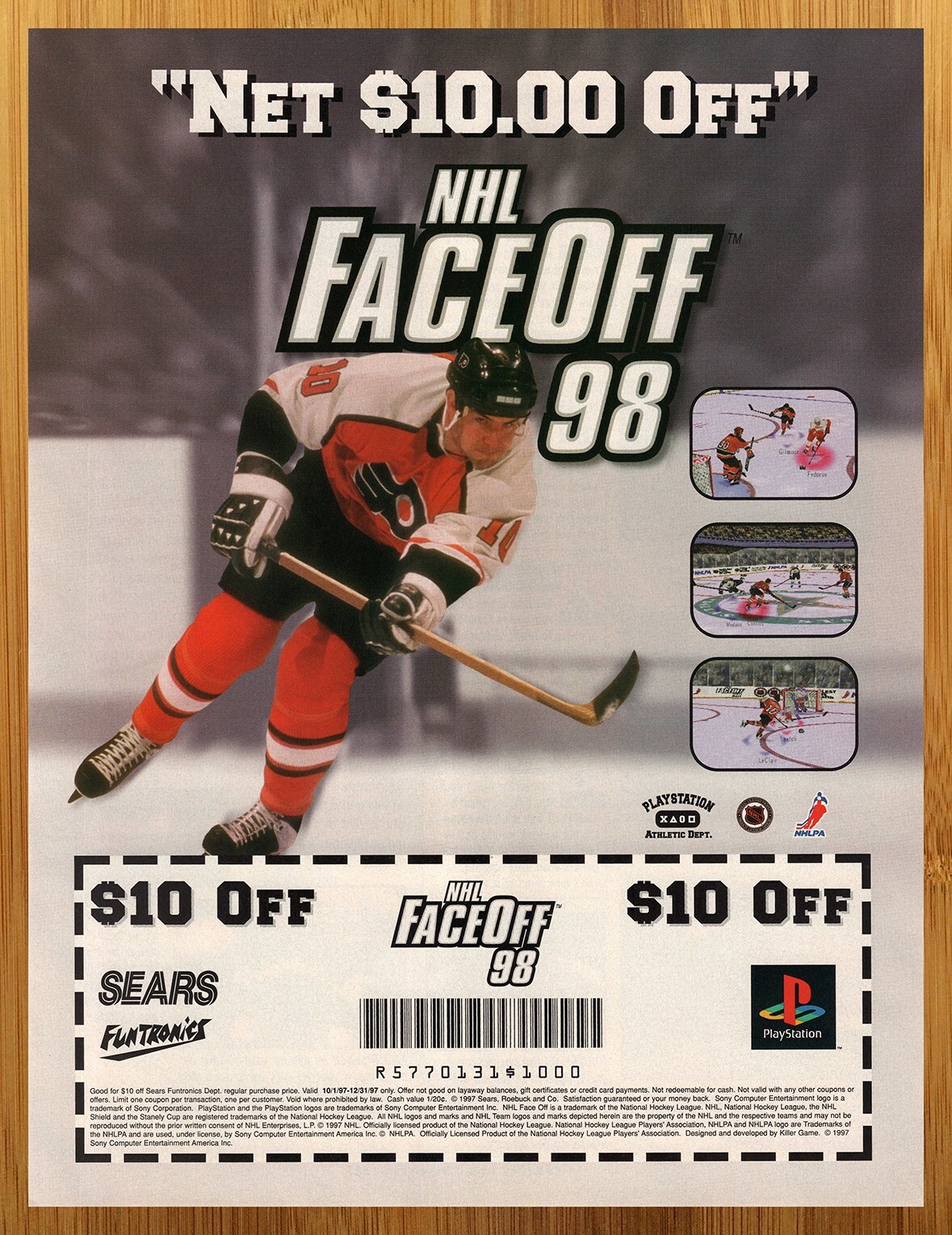 1998 NHL FaceOff 98 Vintage Print Ad/Poster Sports Hockey Video Game Promo Art