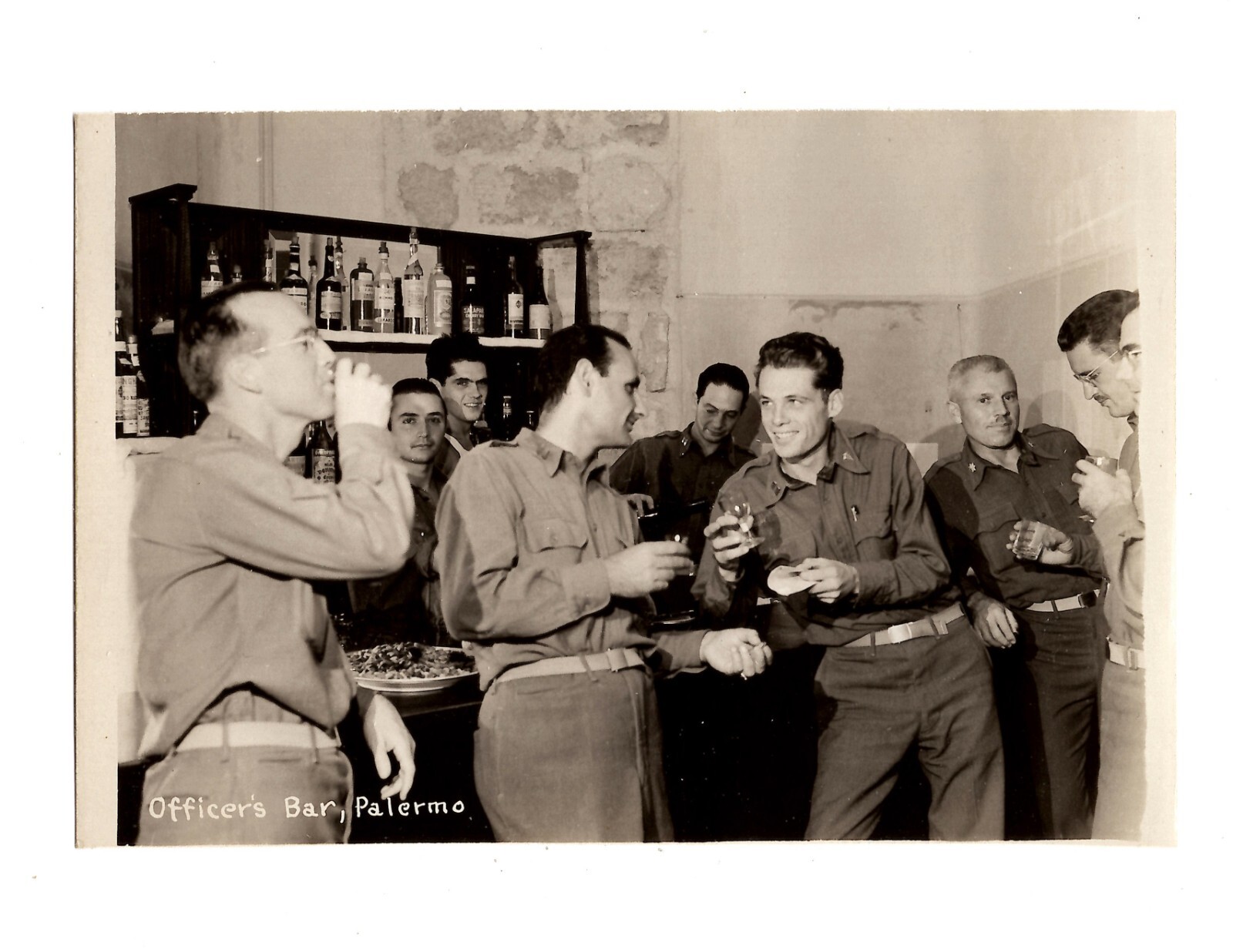 WWII WW2 Original Photo 'Officer's Bar, Palermo' 1940s *READ*
