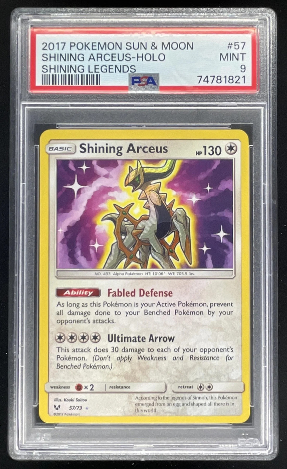 2017 Pokemon Shining Legends #57/73 Shining Arceus Holo PSA 9