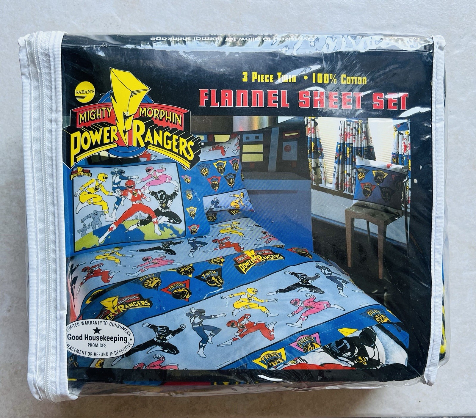 1994 Mighty Morphin Power Rangers Twin Sheet Bed Set Saban New Sealed Vintage