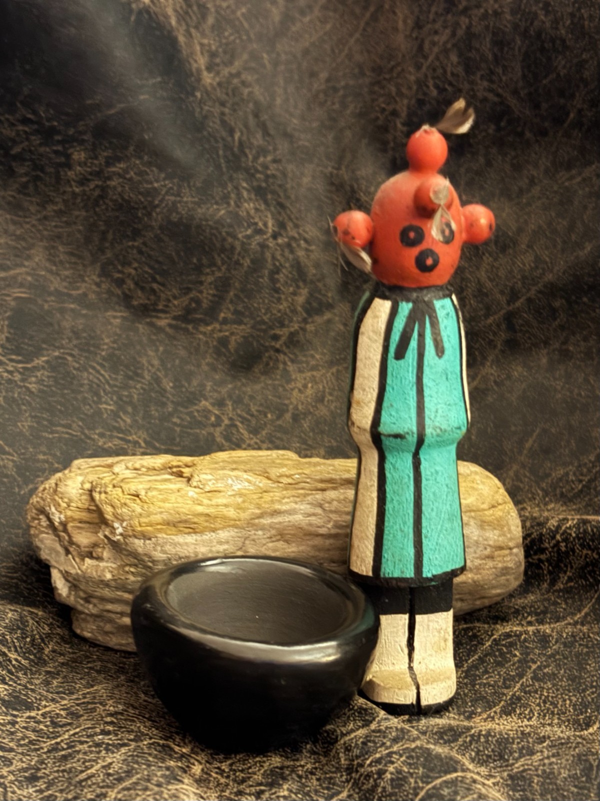 MID-CENTURY-SANTA CLARA MINIATURE POT-ANN TALIMAN-NATIVE AMERICAN KACHINA-MUDHEA