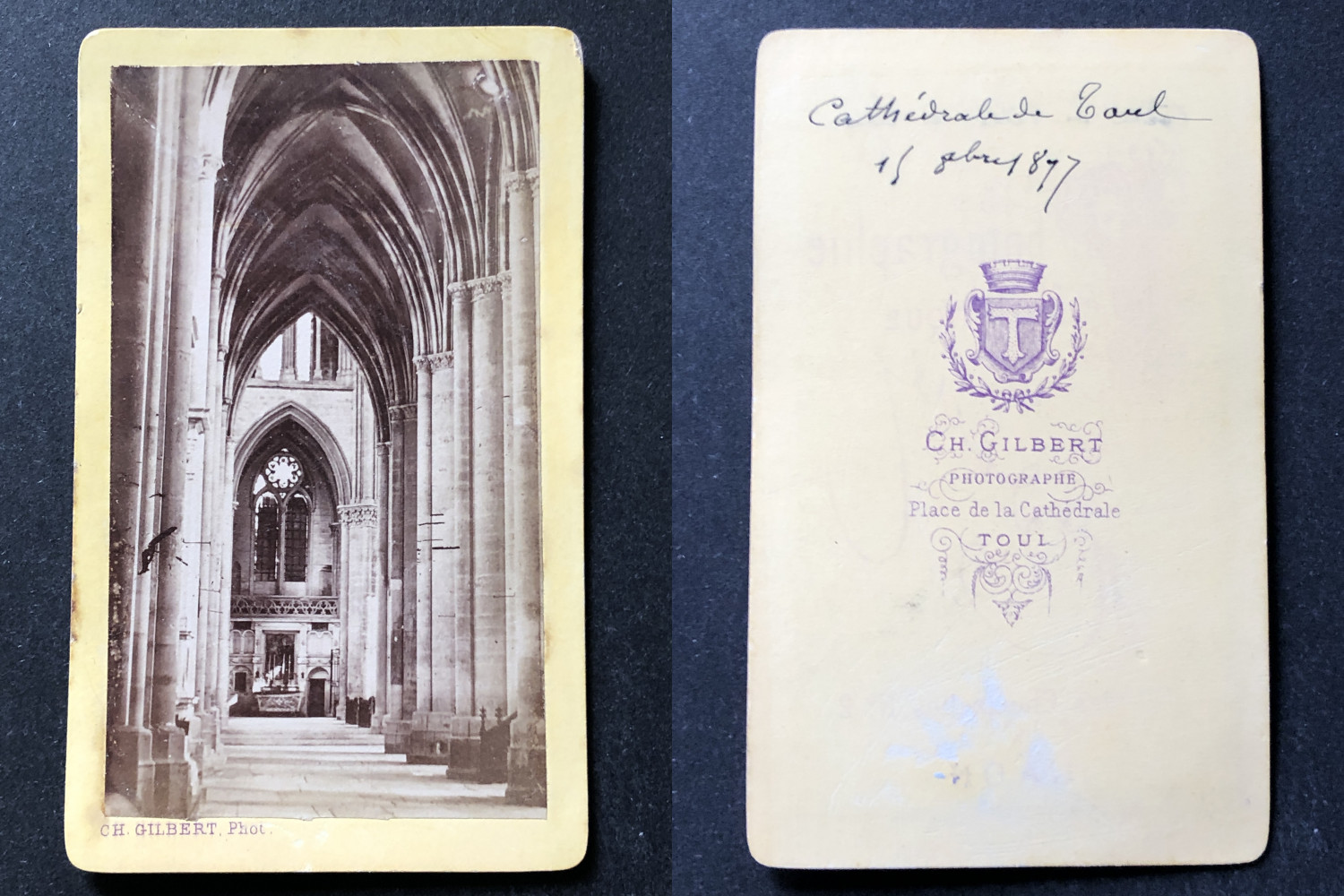 France, Toul, Cathédrale, 1877 vintage cdv albumen print - Gilbert photo, Toul.