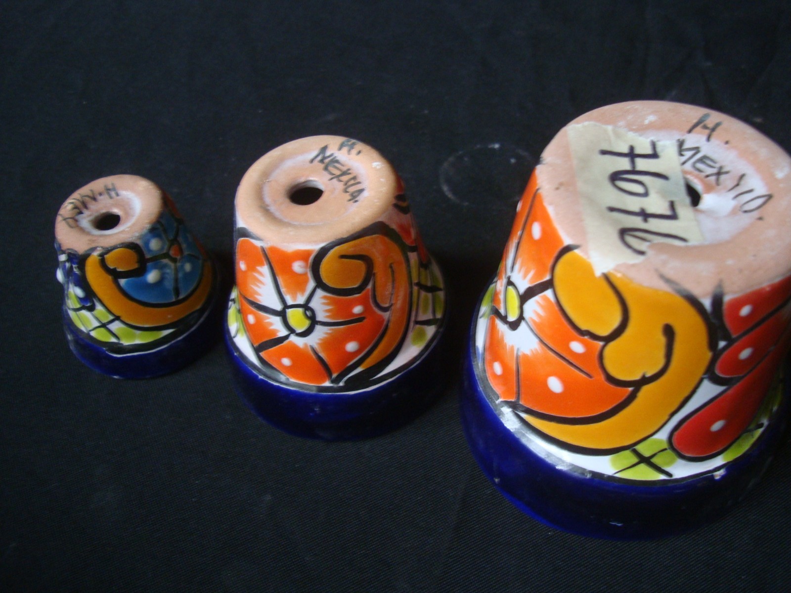 Set of 3 Mexican Talavera pottery art Planters Garden decore Kitchen Art