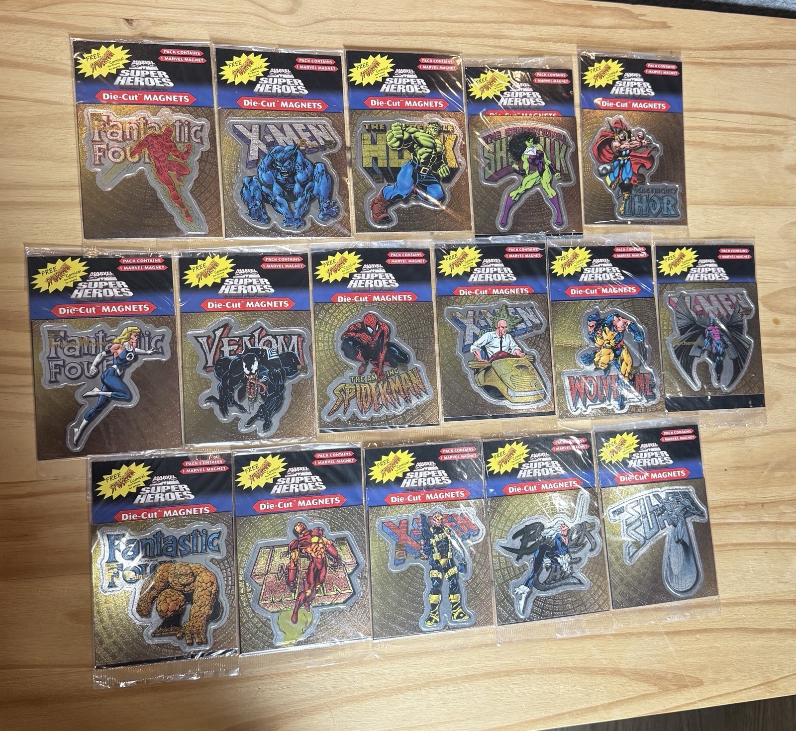 1996 Marvel Comics Super Heroes Die-Cut Magnets COMPLETE SET 16 Sealed