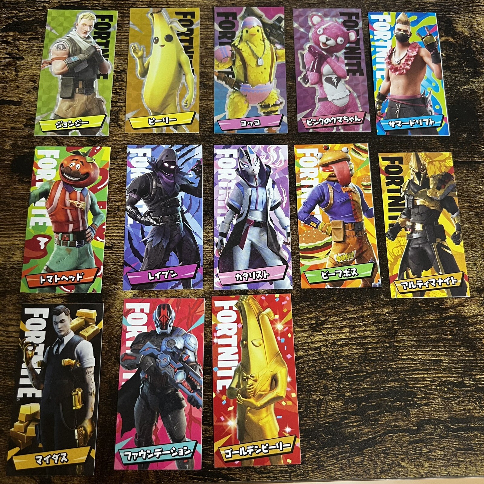 FORTNITE Skin Sticker GOLDEN PEELY 13 Complete Card Set Corocoro Japanese