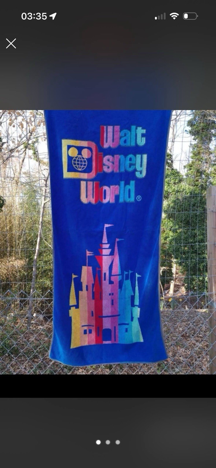 Walt Disney World Castle Rainbow 80s Beach Towel Vintage Style Reversible NWOT