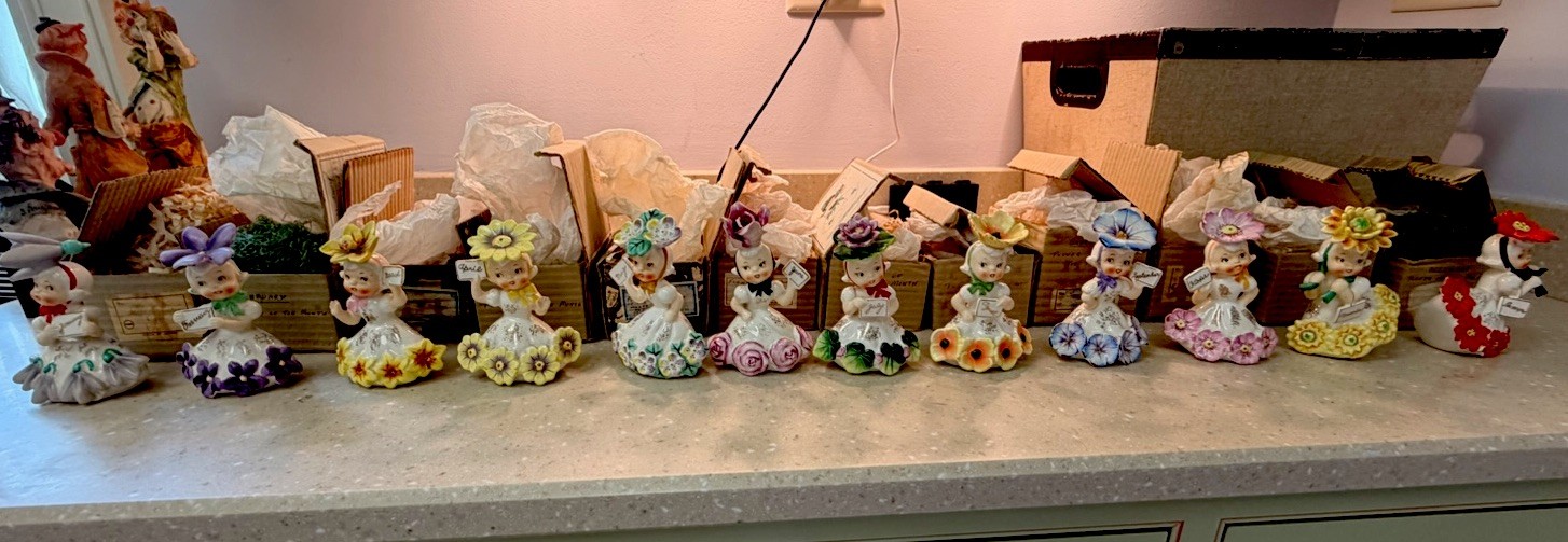 Complete Set 12 Vintage 1956 Napco Flower Girl Of The Month Japan Figurines
