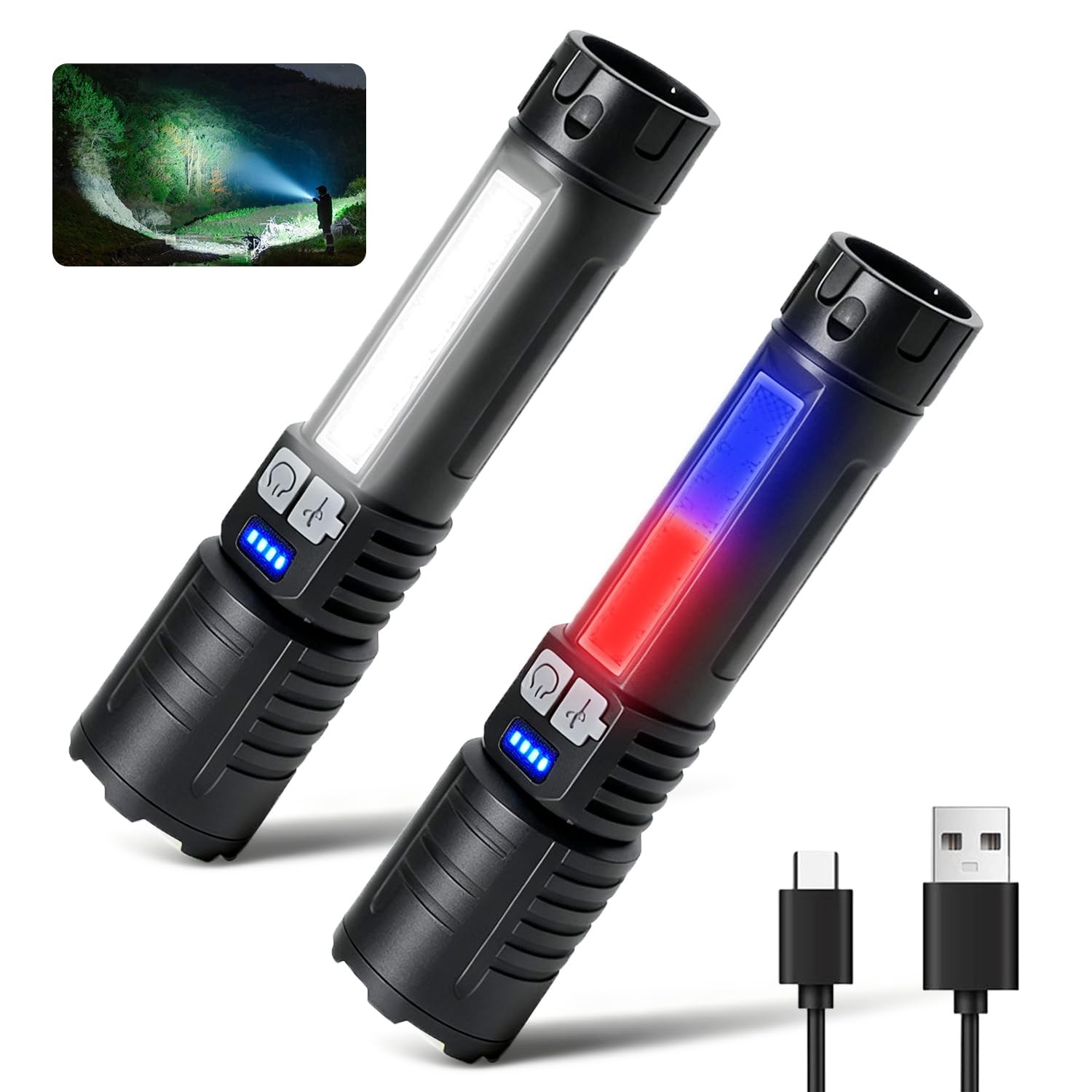 Puyinii LED Tactical Flashlight Rechargeable High Lumens 5 Modes Small, Dark