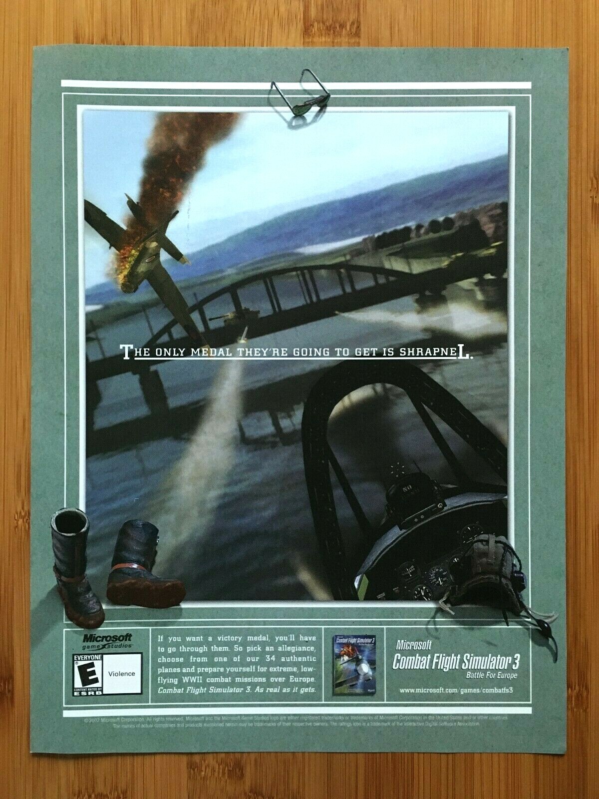 Microsoft Combat Flight Simulator 3 PC 2002 Print Ad/Poster Official Big Box Art