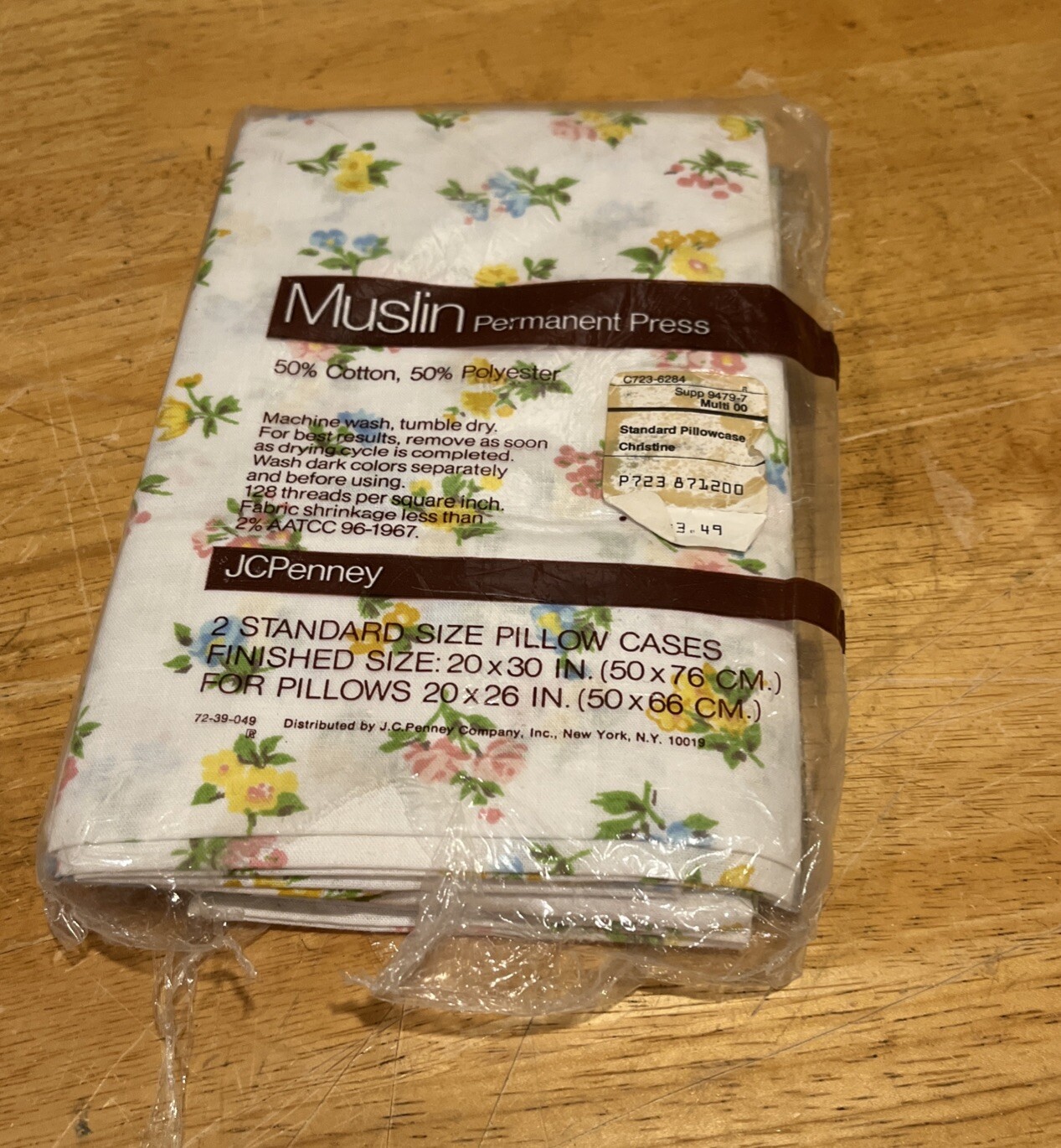 Vtg JCPenney Muslin Spring Floral Two Standard Pillowcases New NOS