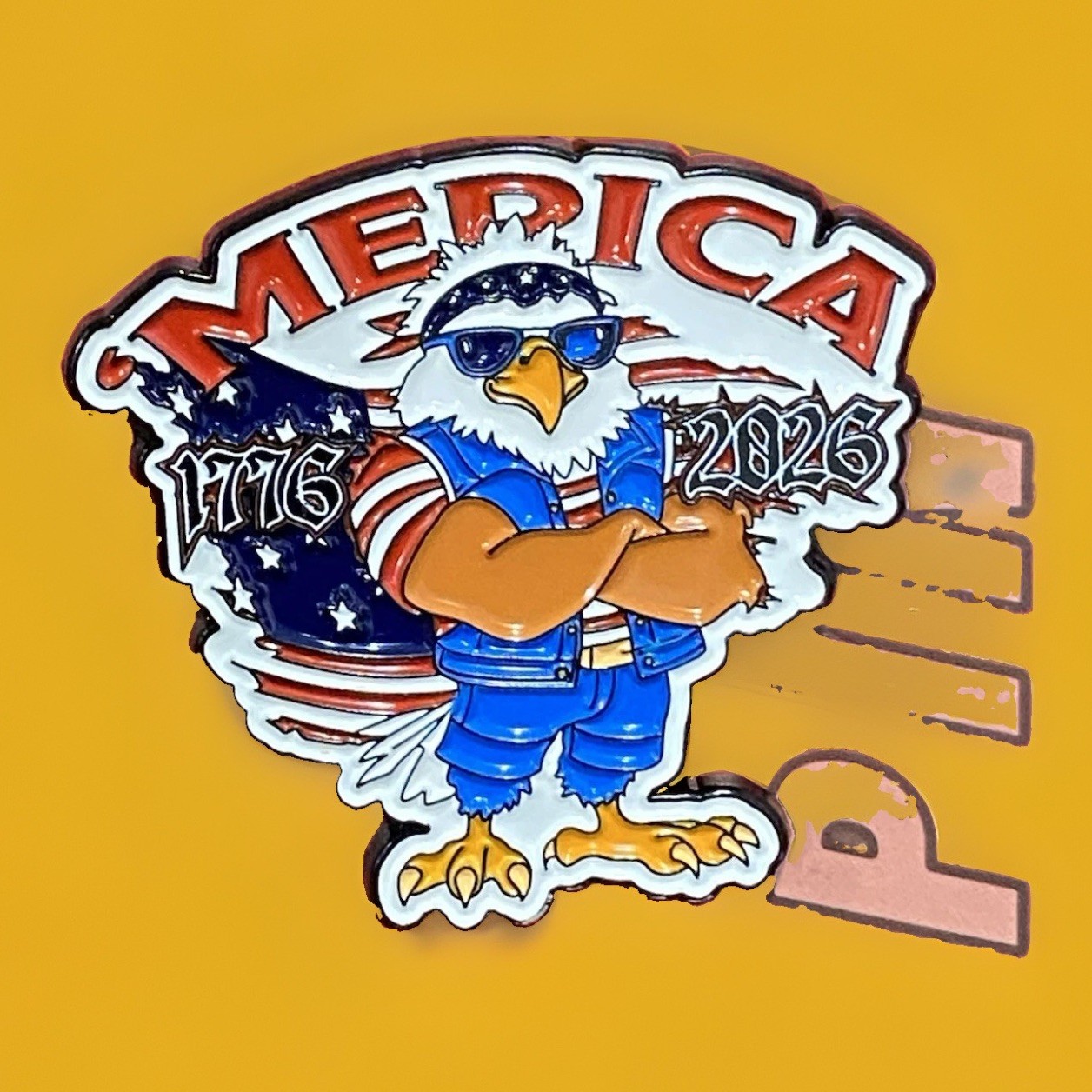 USA Motorcycle Biker America 250 Eagle Merica Patriotic Hat Cap Lapel Metal Pin