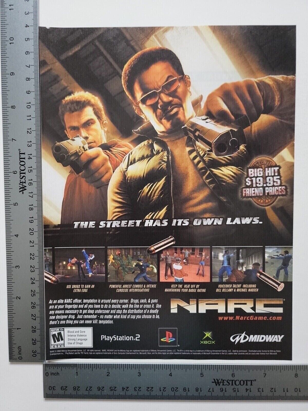Narc Xbox Playstation Original Print Ad / Poster Game Gift Art