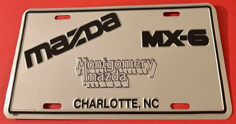 Montgomery Mazda Dealership Booster License Plate MX-6 Charlotte NC