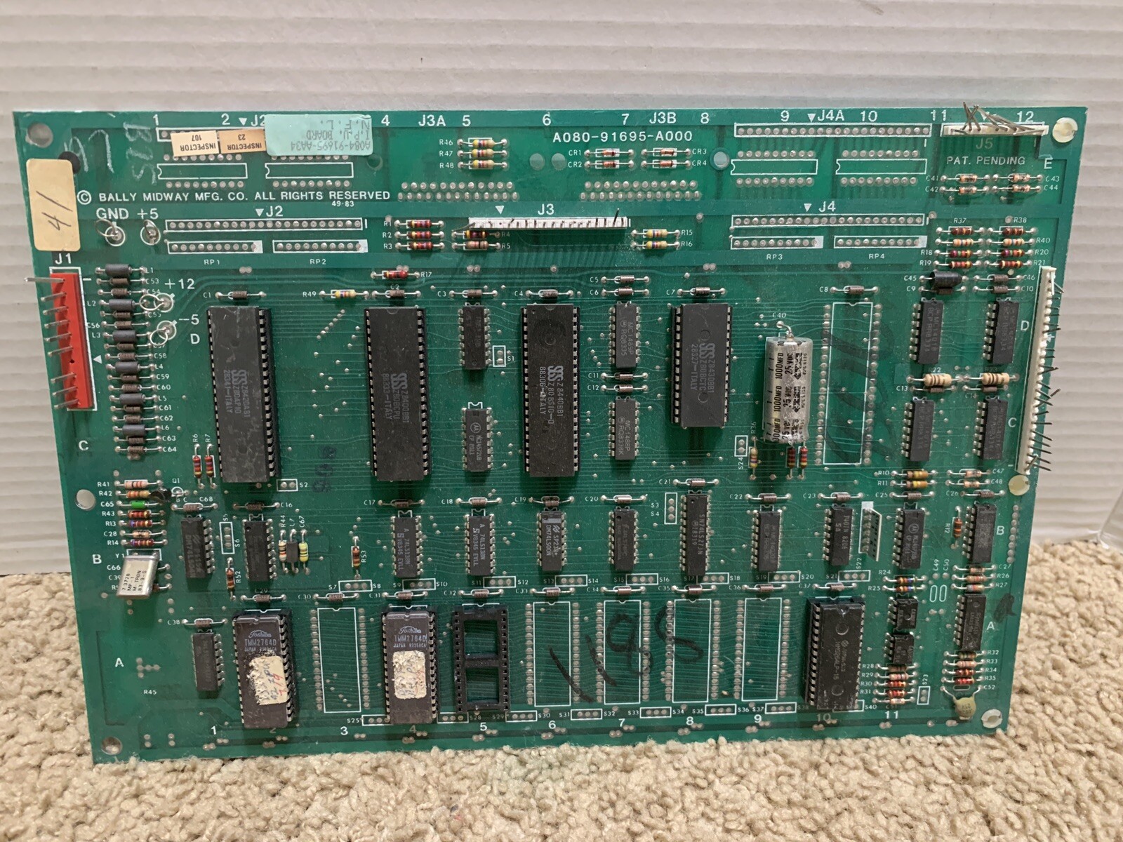 Bally Midway NFL football A080-91695-A000 PCB board Untested AS IS PARTS