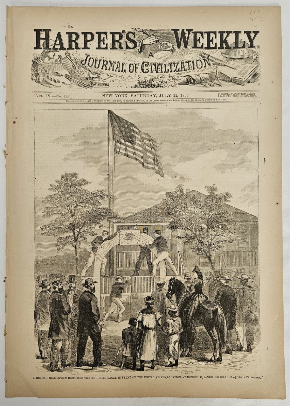 1865 Harper's Weekly July 22 Lincoln Conspirators Execution Gettysburg