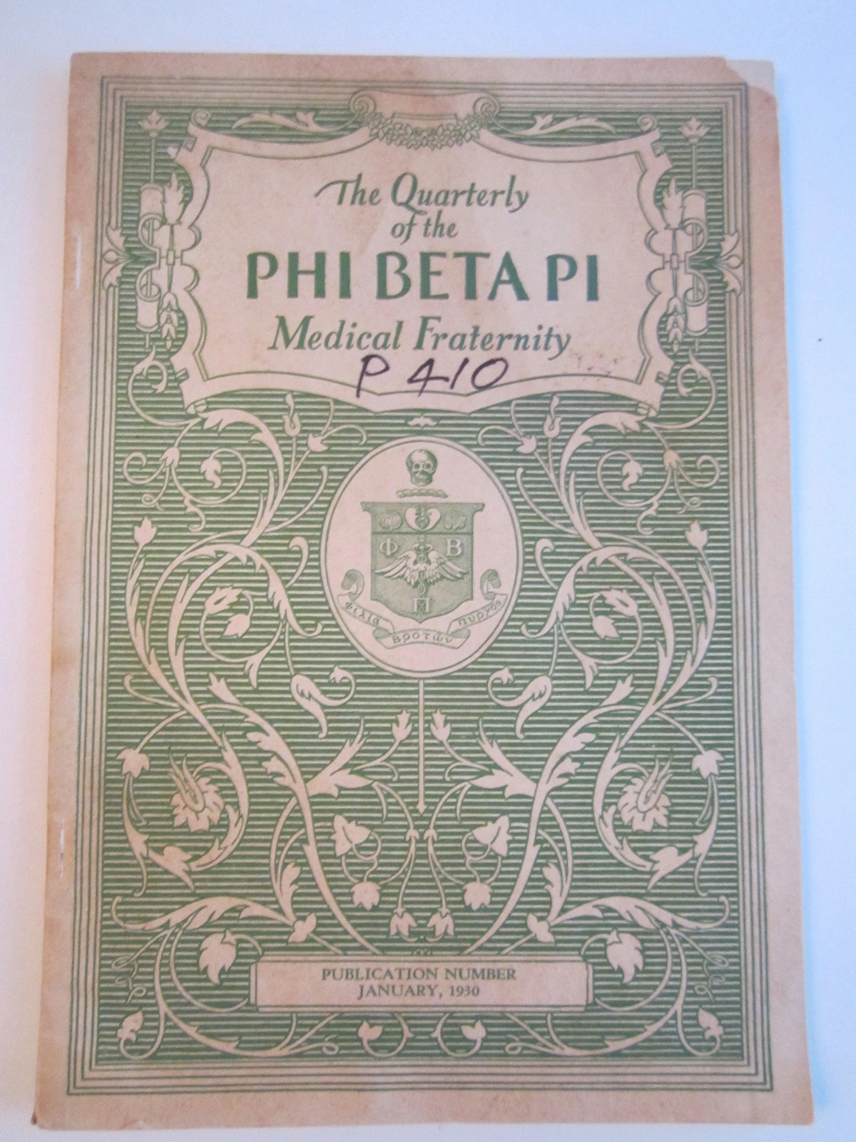 1930 PHI BETA PI MEDICAL FRATERNITY QUARTERLY BOOKLET - NICE CONDITION - TUB QQQ