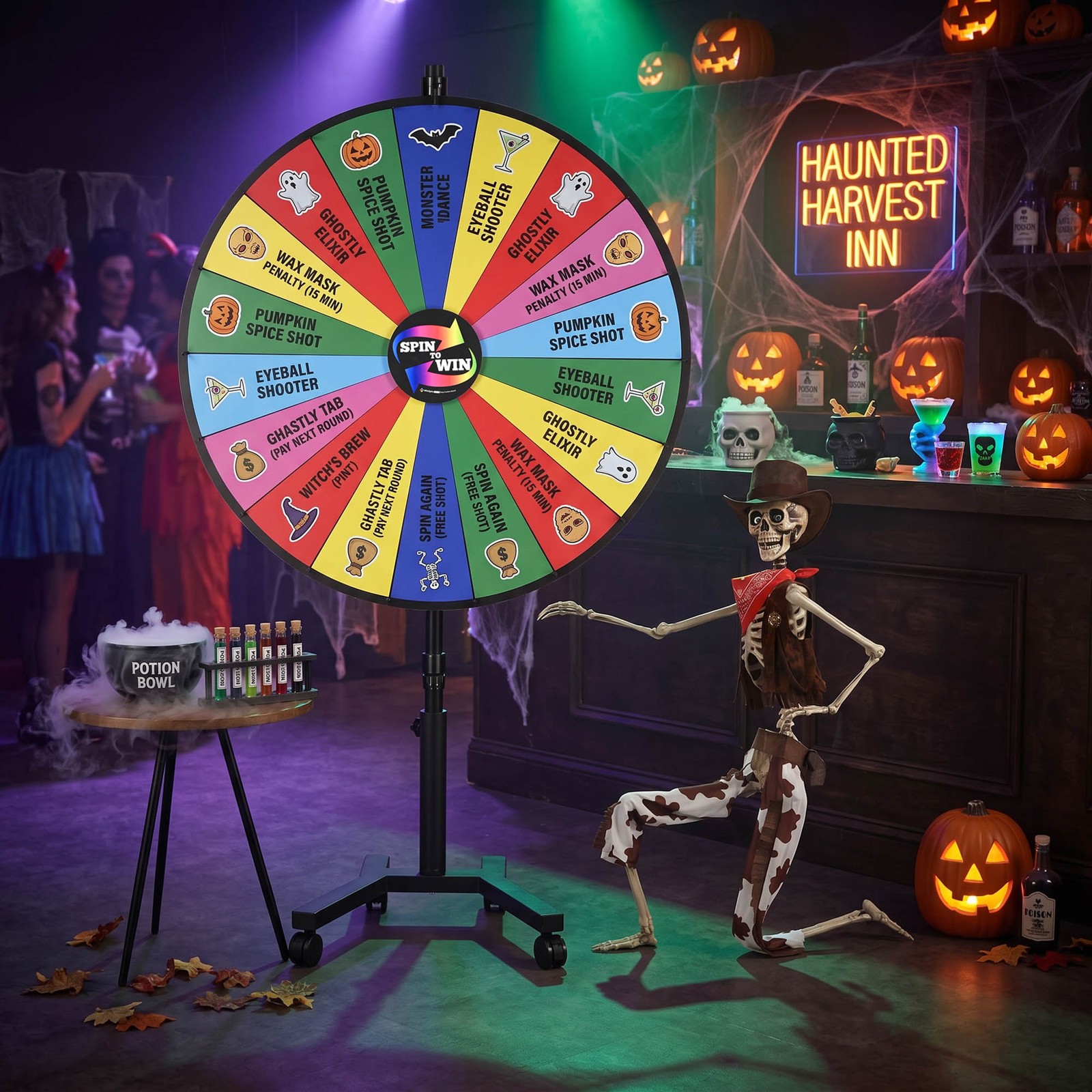 AplusChoice 5.6 Ft Halloween Cowboy Skeleton Life Size Party Prop Outdoor Decor