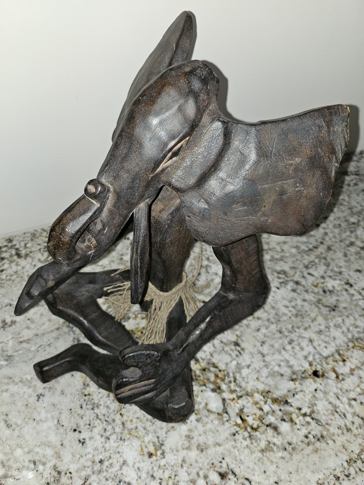 Exotic Rare African Art Hand Carved Wooden Personified Elephant Figurine New