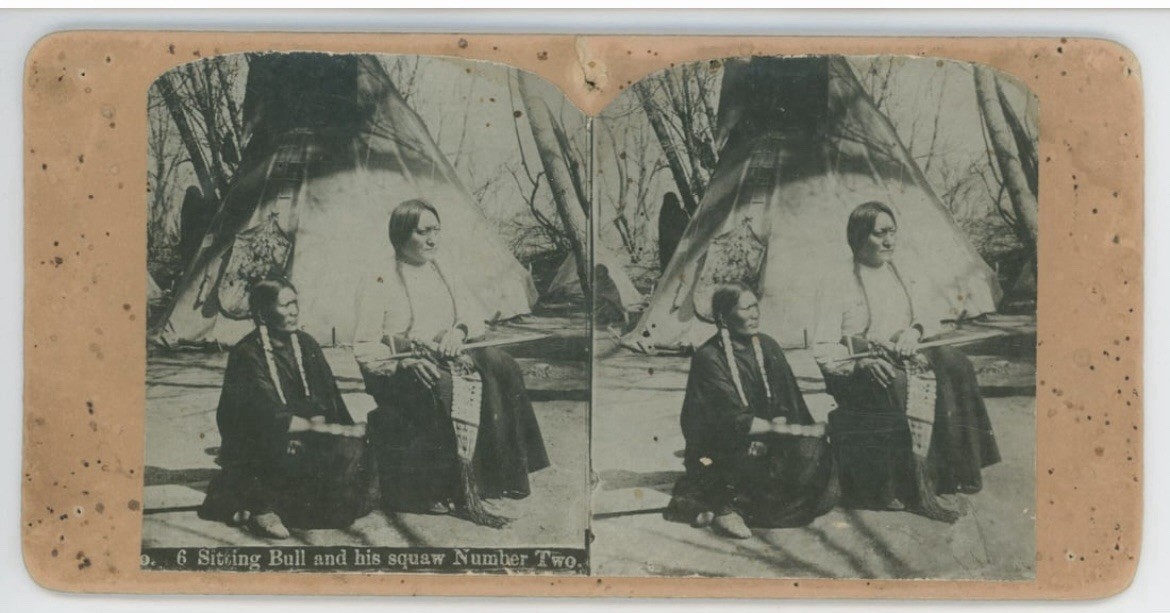 Sitting Bull Stereoview William Cross Photo  Sioux Chief Sitting Bull And Wife
