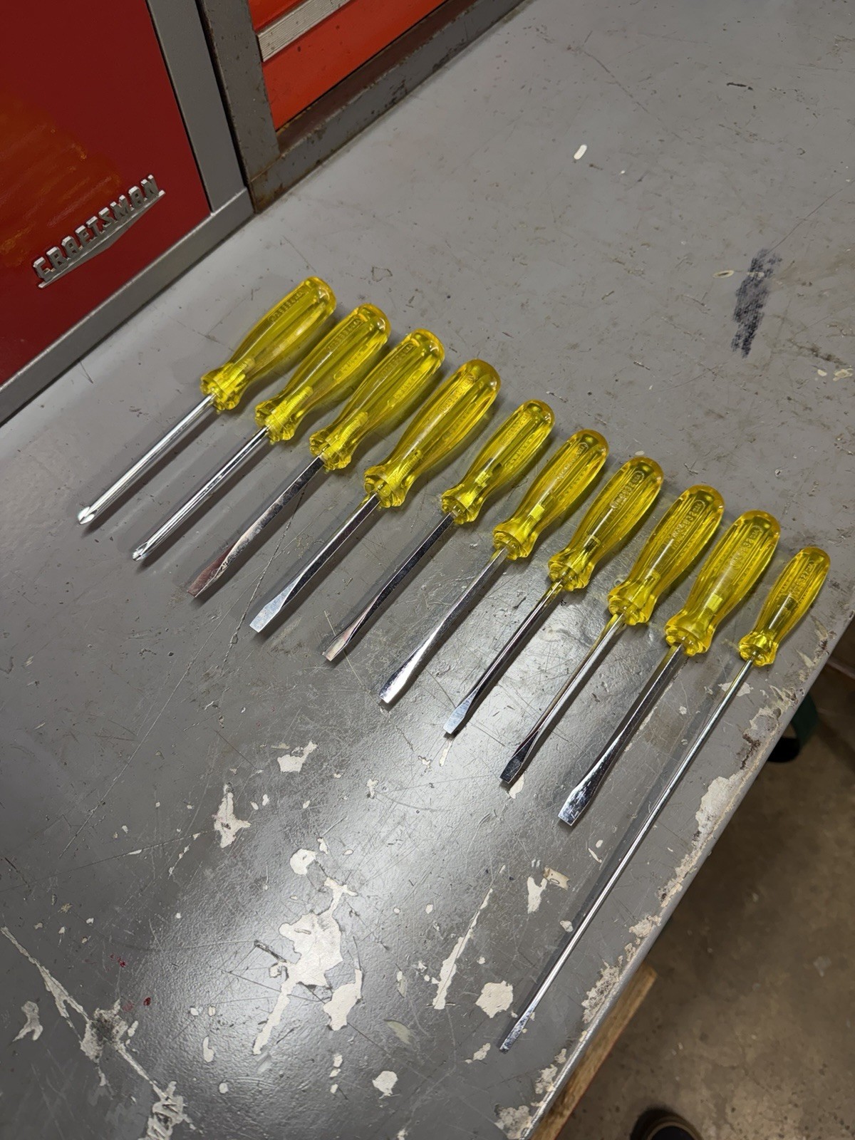 Vintage PROTO Professional USA Screwdriver Lot 10pc Yellow Handle 9684 9804 9832