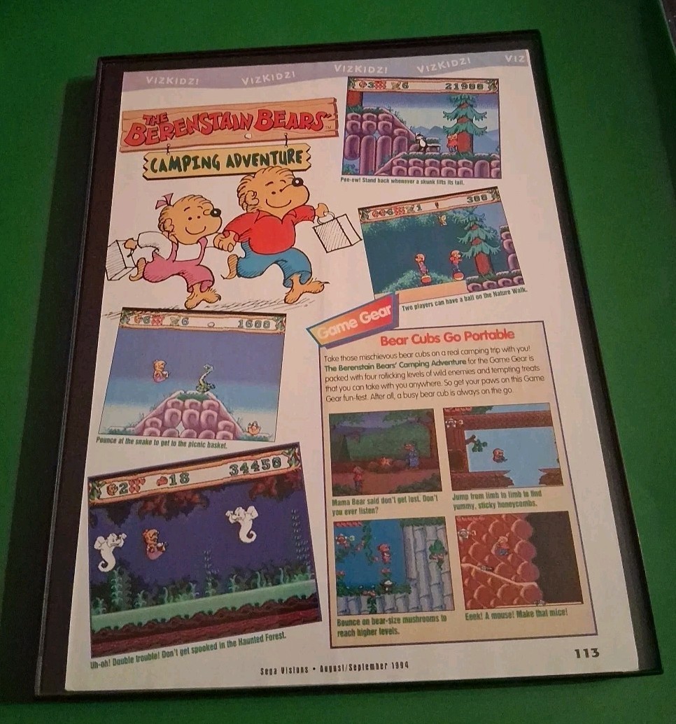 The Berenstain Bears Camping Adventure Framed Print Ad 1993 8.5x11