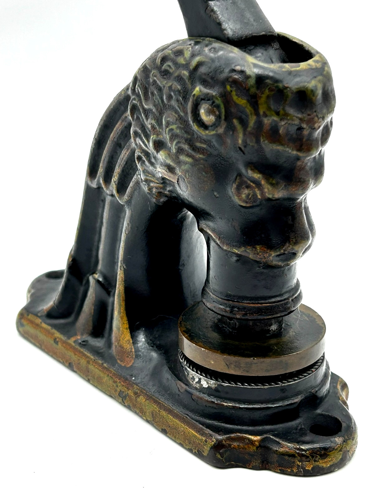 Antique 1876 Cast Iron Lion Head Stamp Seal Press Locust Point Grange