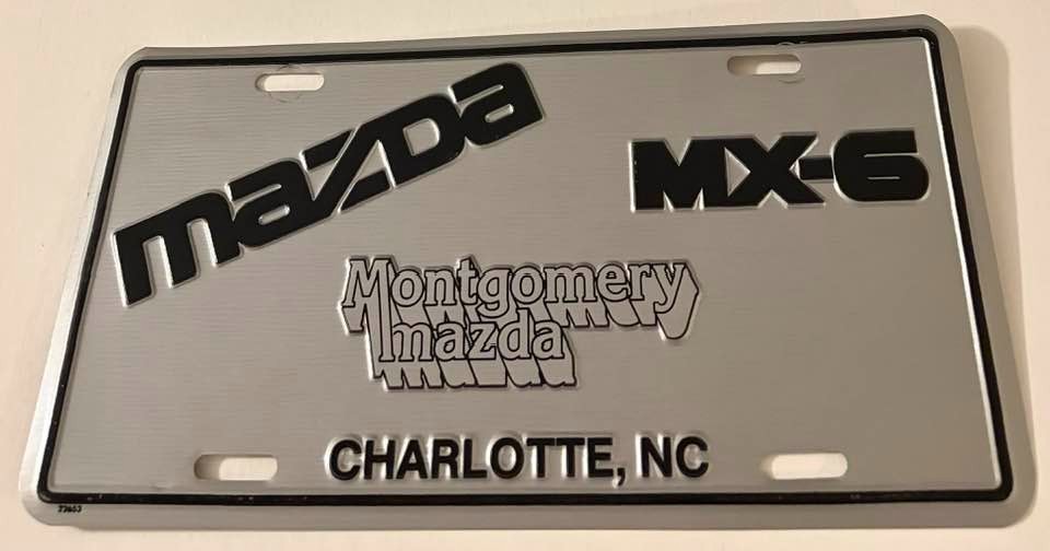 Montgomery Mazda Dealership License Plate MX-6 Charlotte NC 1991 1992 1993 1994