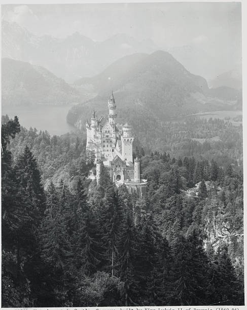 Neuschwanstein Castle Germany built by King Ludwig II of Bavaria l- Old Photo
