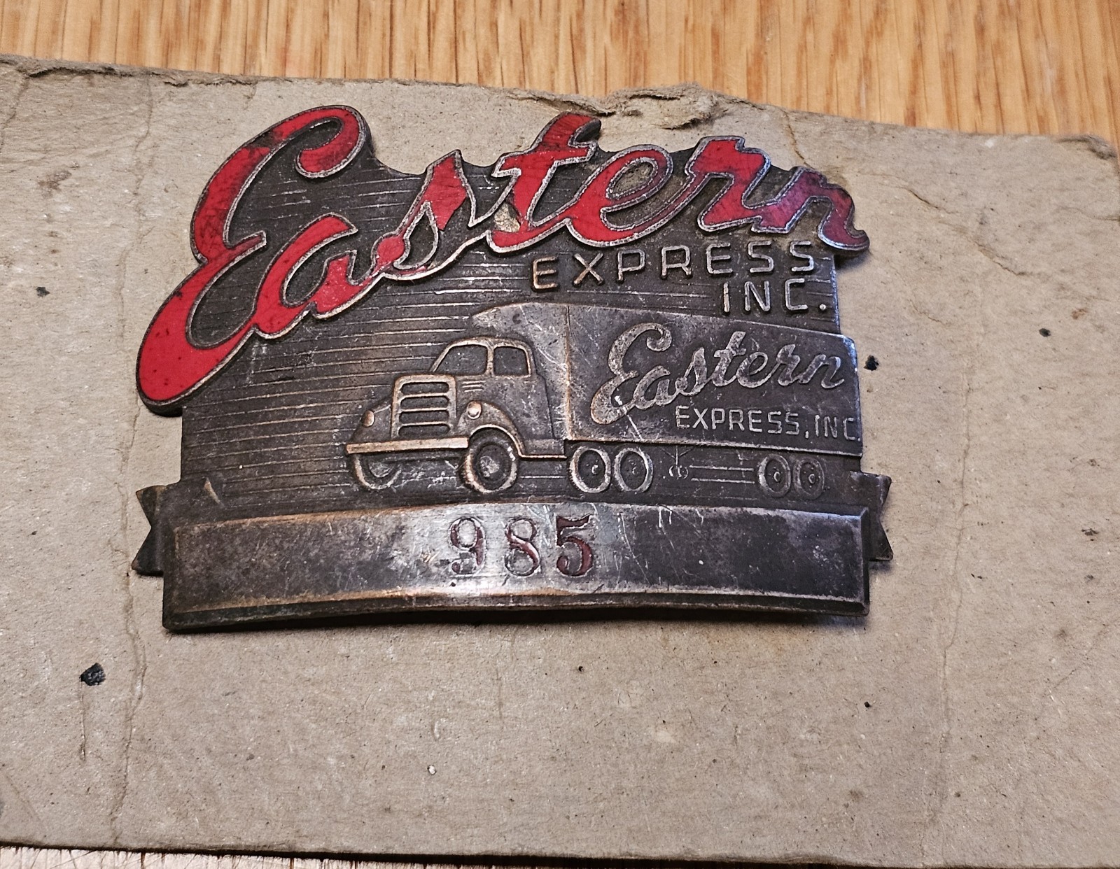 Hard To Find Vintage Eastern Express Inc Trucking Trucker's Cap Hat Badge Pin