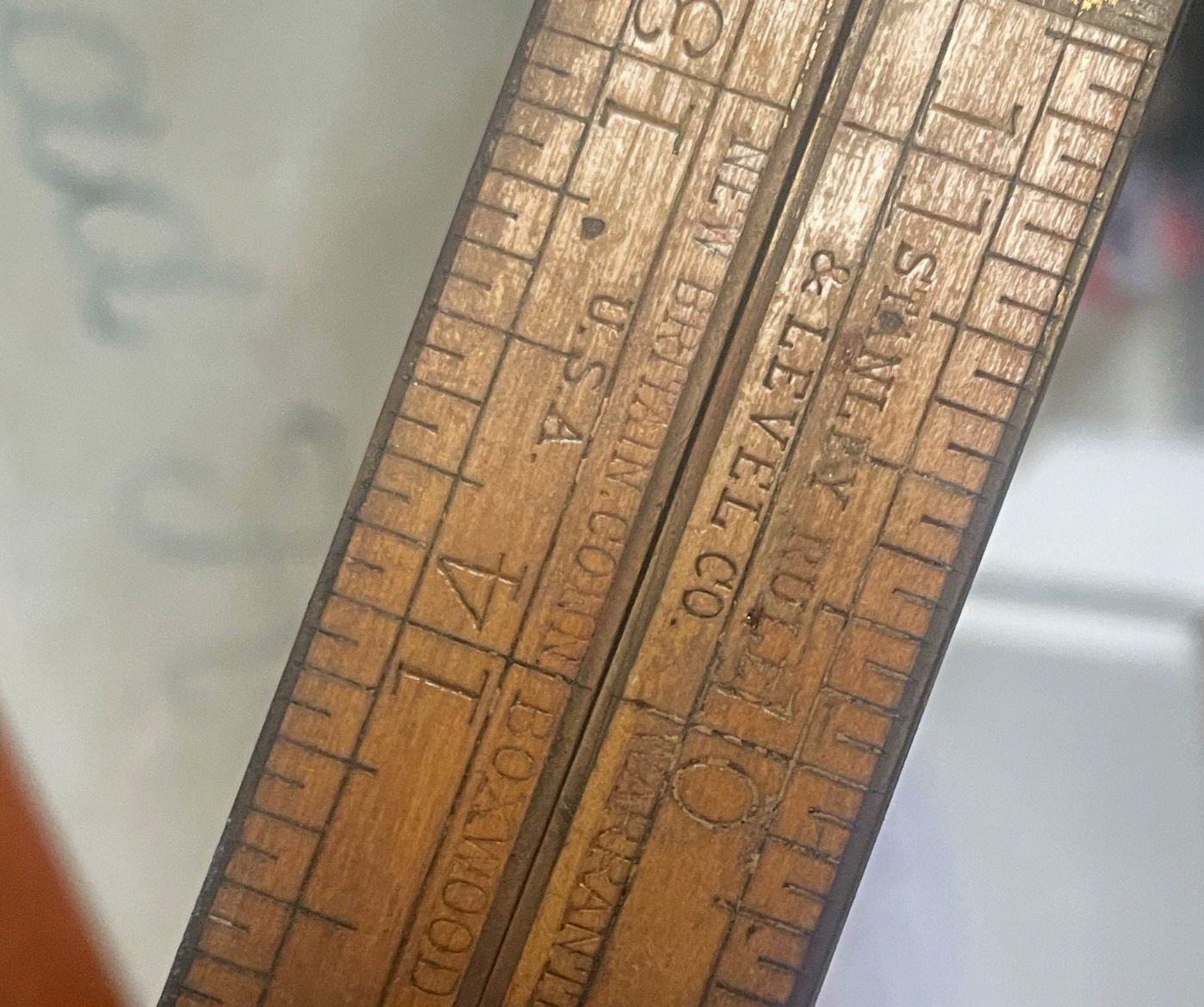 Stanley Rule & Level Co. Vintage Original Boxwood Folding Ruler USA