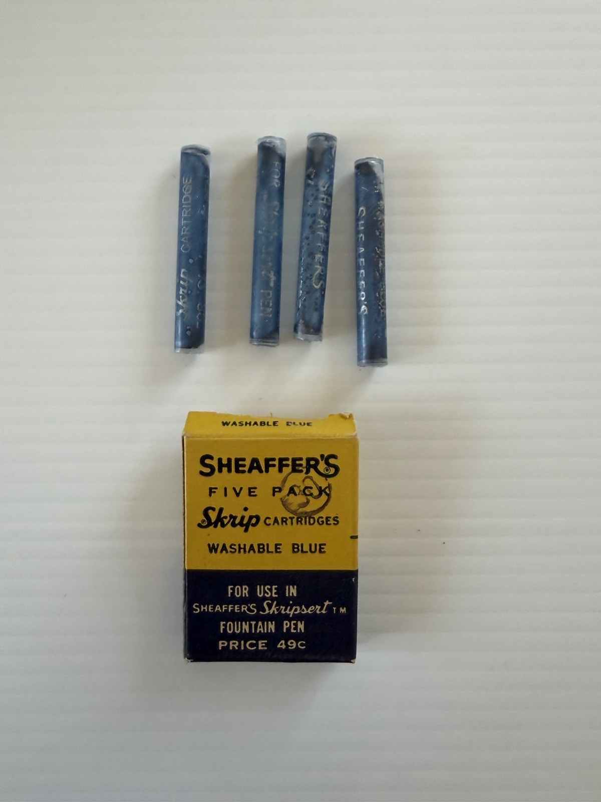 Vintage Sheaffer’s Skrip Washable Blue Fountain Pen Cartridge Box w/ 4 Empty