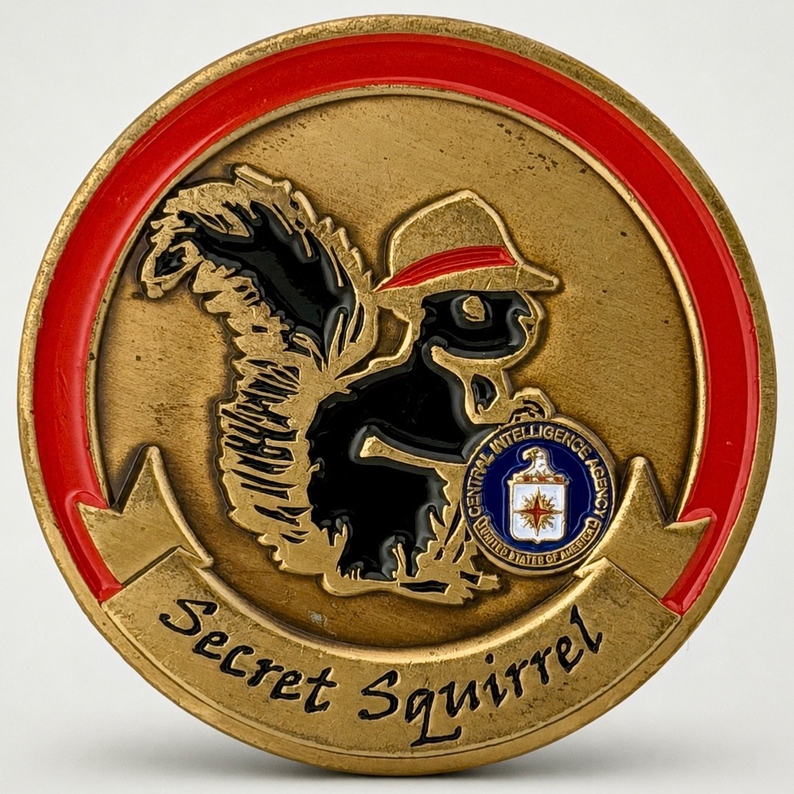 CIA Secret Squirrel Challenge Coin Admit Nothing Deny Everything 1.75”