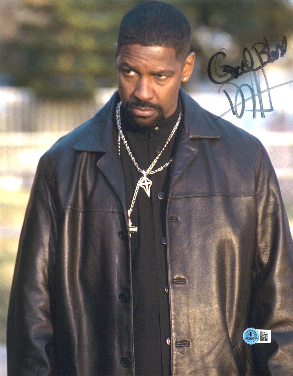 Denzel Washington Signed Autograph Training Day 11X14 Photo Beckett BAS