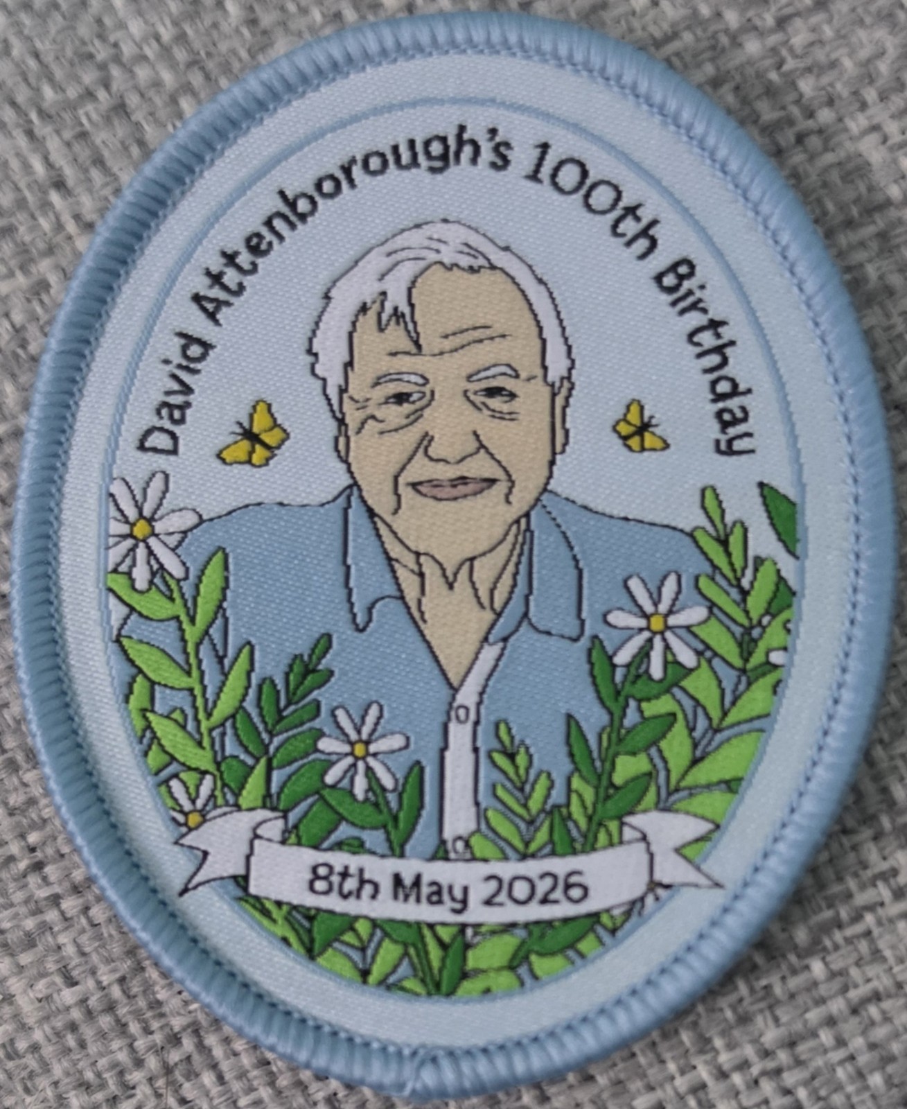 Sir David Attenborough\'s 100th Birthday 8th May 2026 Small Sew on Patch